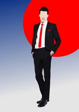 Young handsome man. 3d hand drawn Vector illustration Stock Illustration