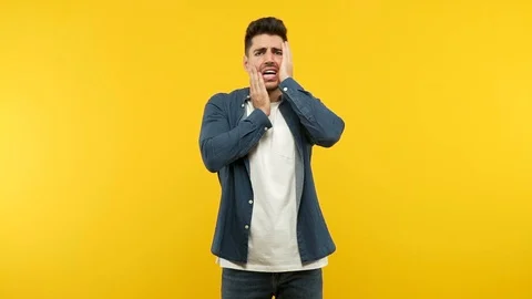 Young handsome man desperate and sad Stock Footage 97699482