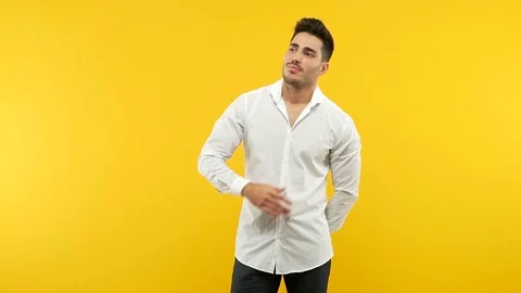 Young handsome man dreams of achieving goals and purposes Stock Footage 97657641