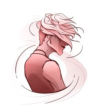 Young handsome man in half-turned pose, vector art Stock Illustration