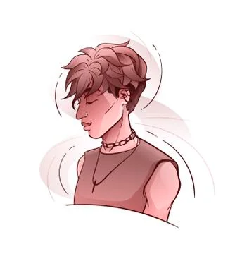Young handsome man in half-turned pose, vector art Stock Illustration