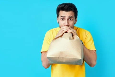 Young handsome man having a panic attack Stock Photos