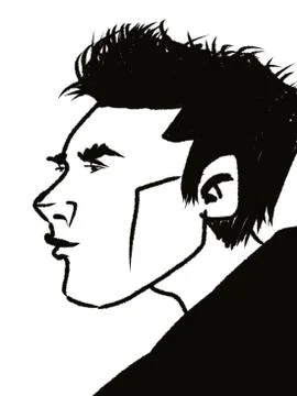 Young handsome man portrait side view isolated on white Stock Illustration