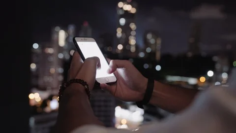 Young Handsome Man Texting Message Phone Closeup Stock Footage 96102091