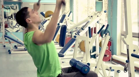 Young handsome man is training in the gym 5 Stock-Footage 45295034