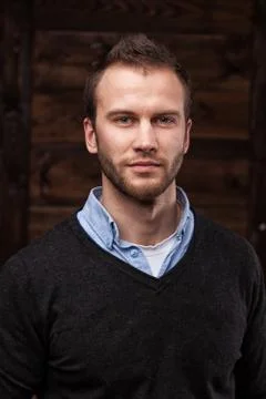 Young handsome man in urban background Foto stock