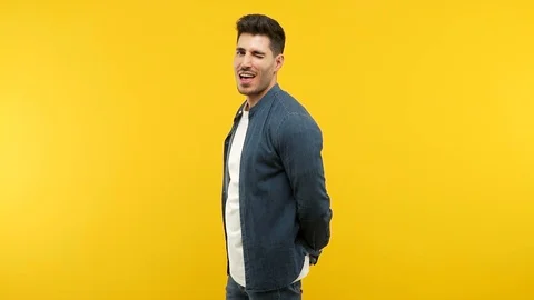 Young handsome man winking Stock Footage 97699206