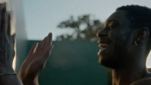 Young happy black man train basketball moves Stock Footage 169442993