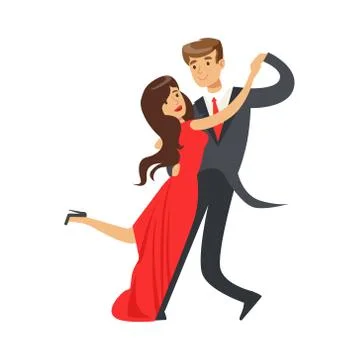 Young happy couple dancing tango colorful character vector Illustration Stock Illustration
