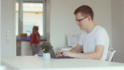 Young happy father checking emails with his cute little daughter Stock Footage 156012141