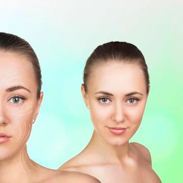 Young happy female face Stock Photos