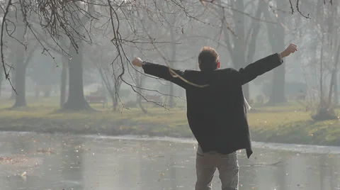 Young happy man enjoy big success. Stock Footage 34134152