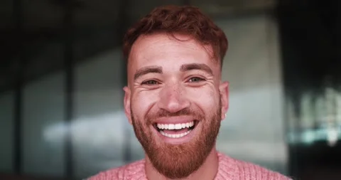 Young happy man smiling on camera outdoor Stock Footage 175791767