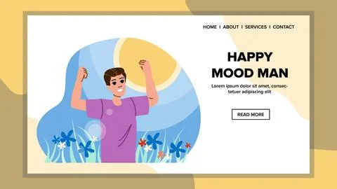 Young happy mood man vector Stock Illustration
