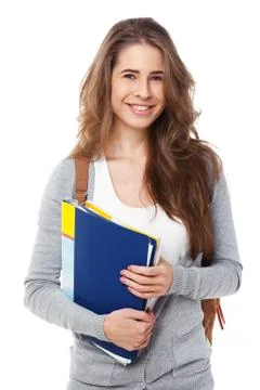 Young happy student isolated on white. Stock Photos