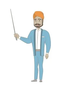 Young hindu businessman with a pointer. Stock Illustration