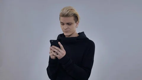 Young hipster man messaging on mobile Stock Footage 113460443