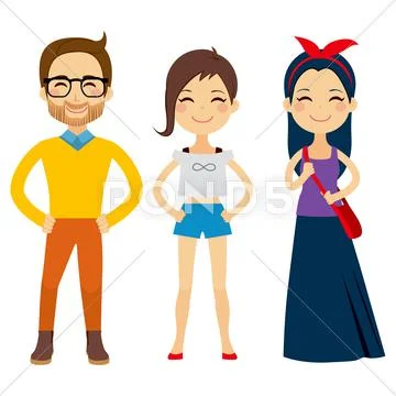 Young Hipster People Stock Illustration
