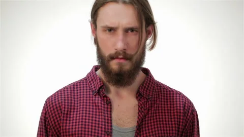 Young hipster style man posing in studio Stock Footage 252598760