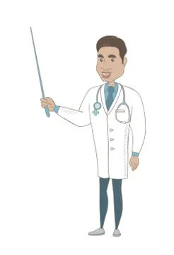 Young hispanic doctor holding pointer stick. Stock Illustration