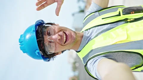 Young hispanic man architect smiling confident having video call at constru.. Stock Footage 250431677