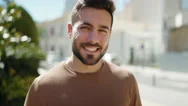 Young Hispanic Man Smiling Confident Standing At Park Stock Footage