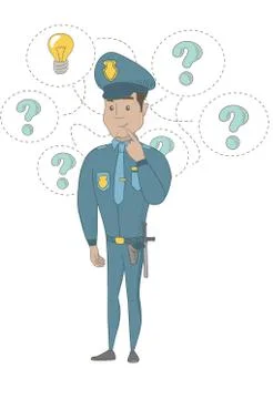 Young hispanic policeman having an idea. Stock Illustration
