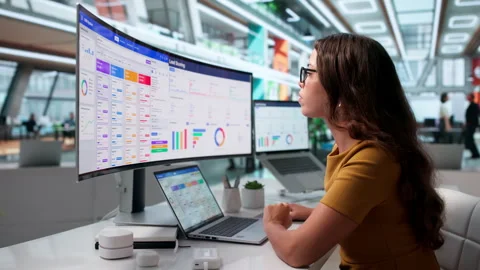Young Hispanic Woman Using CRM Software On Laptop Stock Footage 344715791