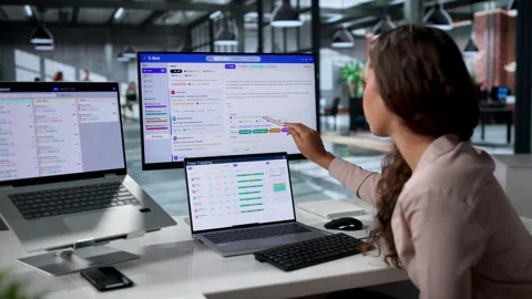 Young Hispanic Woman Using Email Software Stock Footage 336795719