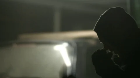Young hooded man training Stock Footage 71126692