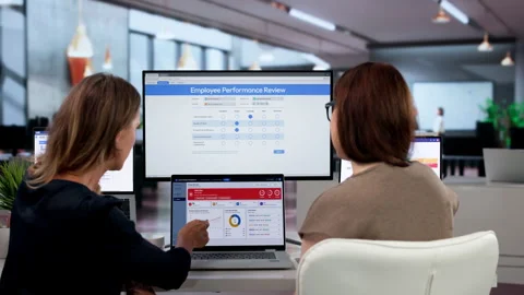 Young HR Manager Is Using Laptop Stock Footage 340403585