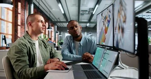 Young HVAC Engineer Working On Laptop To Calculate Thermal Load. Stock Photos