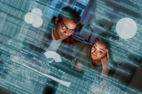 Young indian big data developers thinking about new prospects Stock Photos
