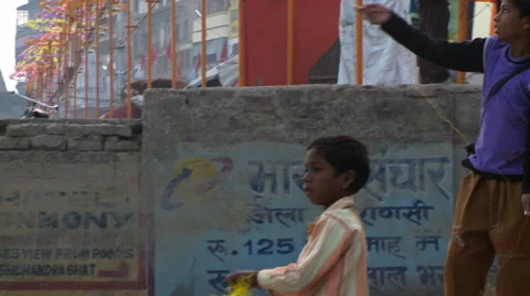 Young Indian boy pulling on a kite string. Stock Footage 59995280
