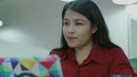 Young indian female manager using digital computer tablet in office. Video stock 163402895