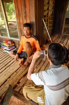 A young Indonesian making an interview Stock Photos