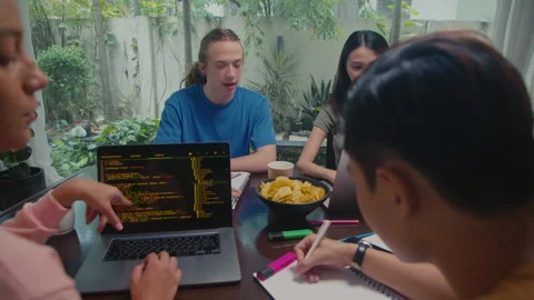 Young IT Specialists Developing Software Using Computers at Home Stock Footage 253918104