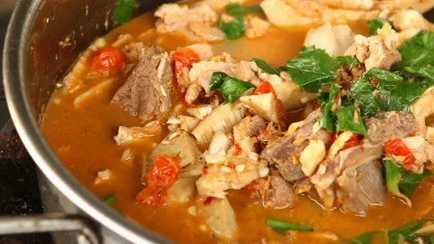 Young jackfruit curry  in pot, Thai food Stock Footage 99263019