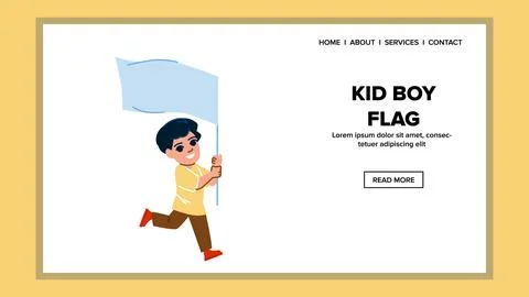 Young kid boy flag vector Stock Illustration