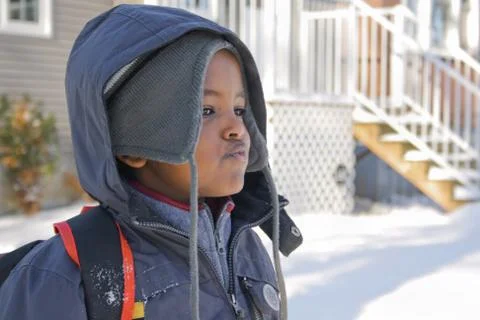 Young kid out in the cold 写真素材