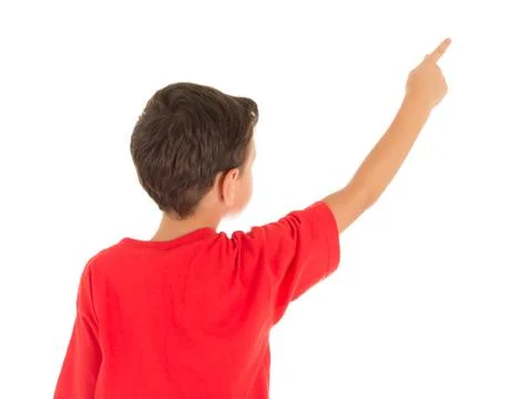Young kid pointing to something Foto stock