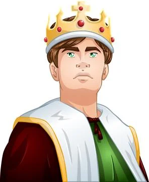 Young King With Crown Shoulders Up Stock Illustration