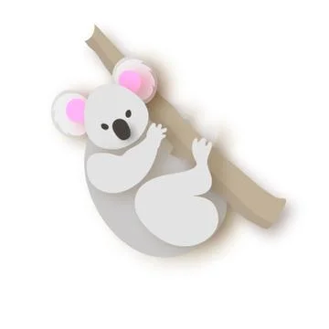 Young koala. Australian bear. Eucalyptus or gum tree. Stock Illustration