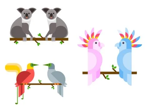 Young koala sitting on tree branch australia bear cute mammal peaceful Stock Illustration