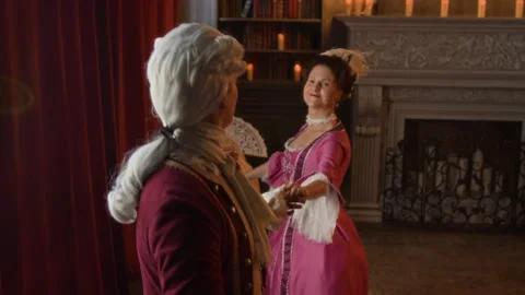 Young Lady and Gentleman Dancing Menuet at 18th Century Ball in Palace 動画素材 316689917