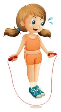 A young lady exercising with a rope Stock Illustration