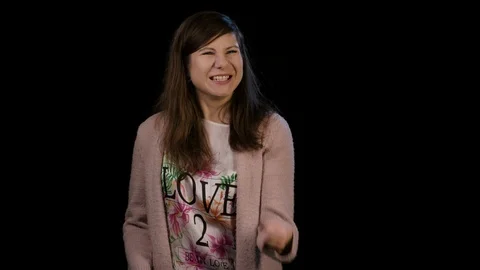 A Young Lady Gesturing Bingo Stock Footage 86593885