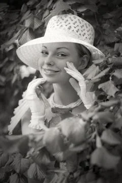 Young lady in hat Stock Photos
