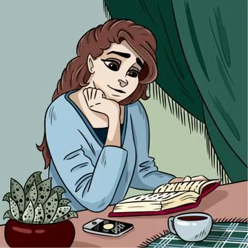 Young lady reading a book vector illustration Stock Illustration