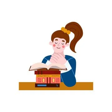 Young lady study at the table Stock Illustration